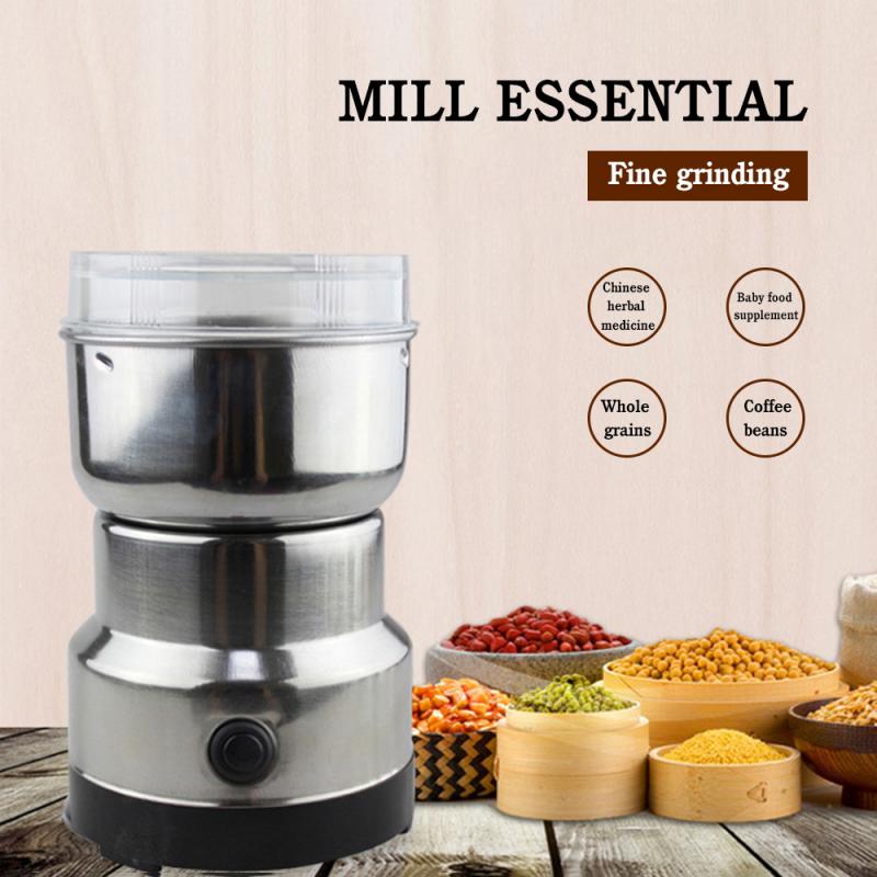 220V Household Stainless Steel Grinder Coffee Bean Grinder Easy To Clean Kitchen Tools Four Specifications Converter