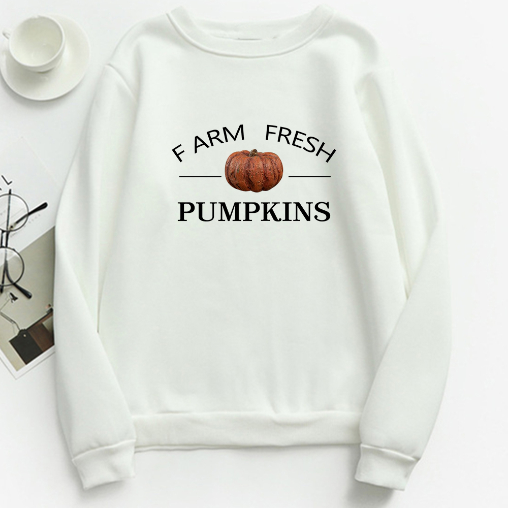 Farm Fresh Pumpkins Spring Autumn Hoodies Women Prairie Sweatshirt Hipster Loose Clothes High Quality Pullover American Apparel