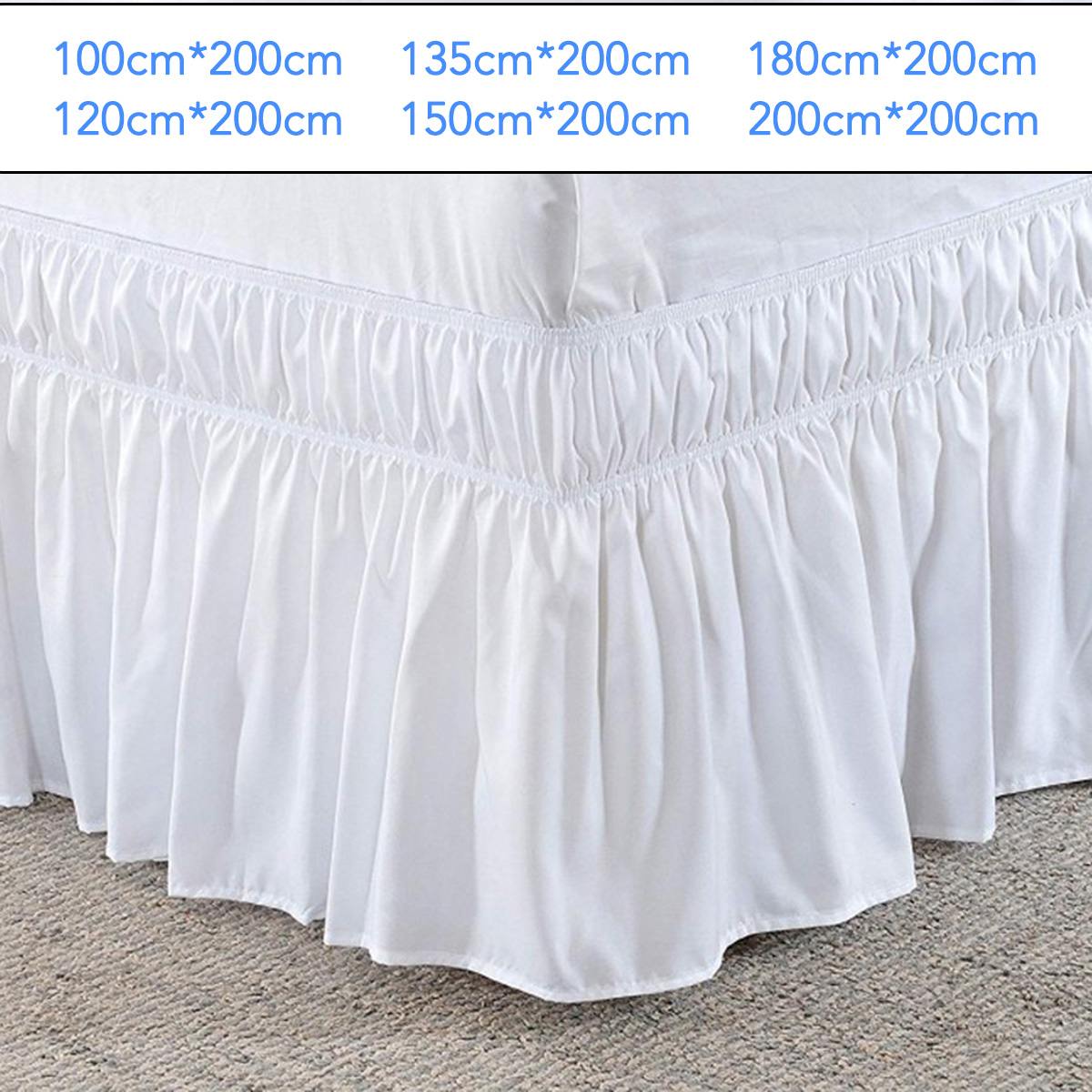 Wrap Around Hotel Queen Size Bed Skirt White Bed Shirt without Surface Elastic Band Single Queen King Easy On/Easy Off Bed Skirt