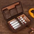 GALINER Travel Cigar Humidor Box Cedar Wood Leather Cigar Case Portable Humidor For 4 COHIBA Cigars Box W/ Gift Box