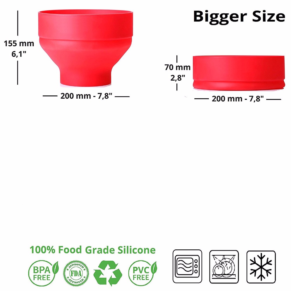 1PC Silicone Popcorn Popper Bowl Microwave Popcorn Maker Box Foldable Snack Popcorn Bucket Container Kitchen Baking Tool LN 002