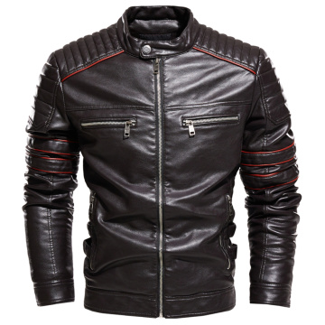 Men Jacket Coffee Leather Jacket Men Motorcycle Jacket Fashion Streetwear Biker Coat Slim Fit Autumn Winter Coat Men Fur Lined