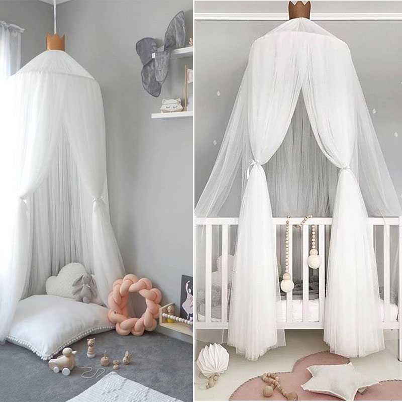 Nordic Style Princess Lace Kids Baby Bed Room Canopy Mosquito Net Curtain Bedding Dome Tent For Baby Reading Playing Home Decor