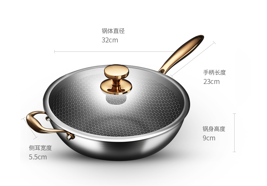 316 stainless steel non stick frying pan no oil smoke no coating gas electromagnetic range general wok pan kitchen pot