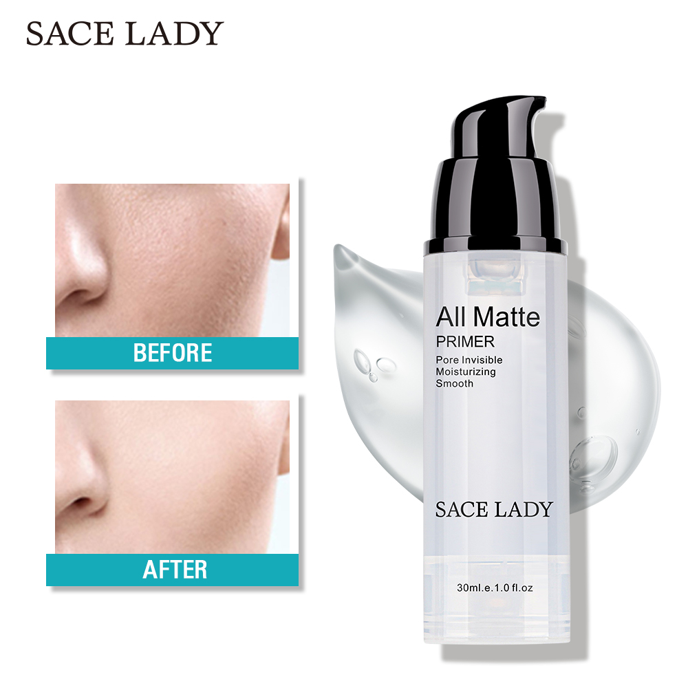 30ML SACE LADY Face Primer Matte Liquid Base Lighten Pores Cream Oil Control Smooth Fine Lines Brighten Cosmetic Nude Foundation