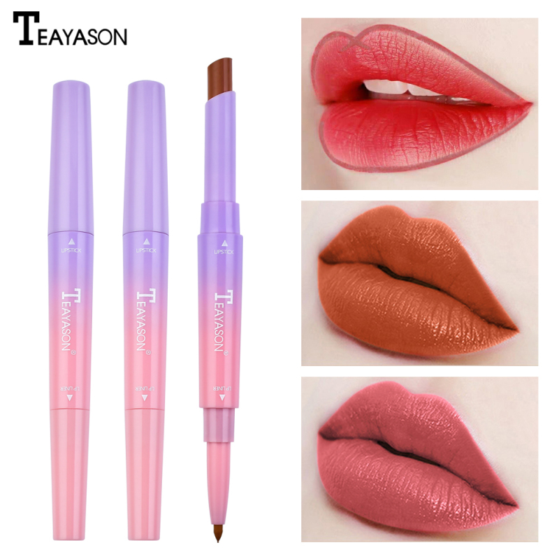 Double Head Matte Lip Liner Texture Delicate Smooth Not Easy To Fade Long-Lasting Makeup Lip Balm Lip Pencil TSLM1