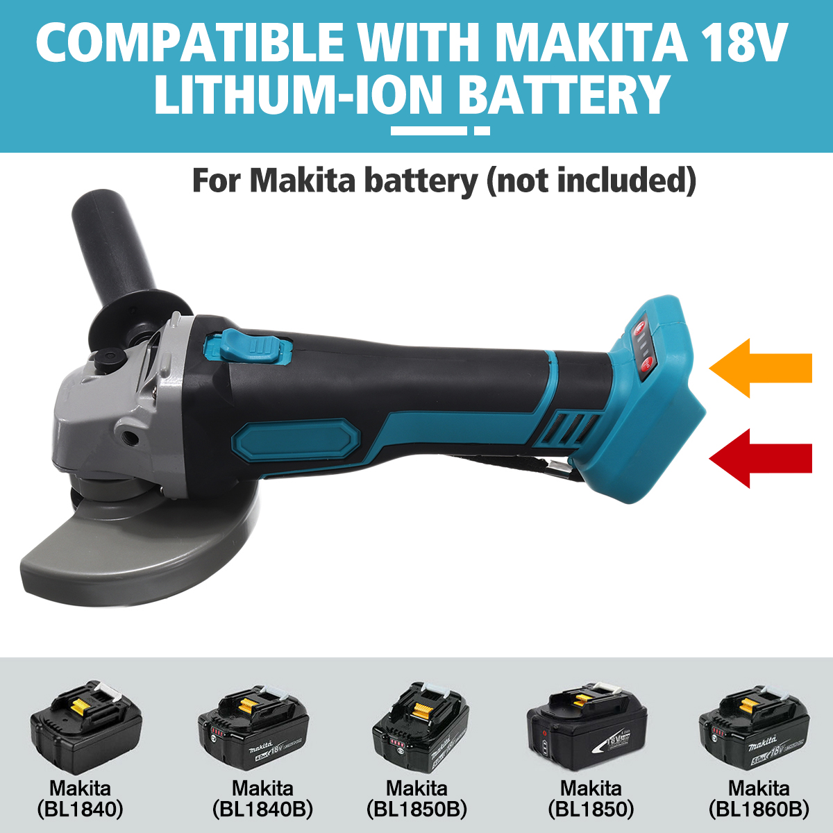 800W 18V 125mm Brushless Cordless Impact Angle Grinder Variable Speed For Makita Battery DIY Power Tool Cutting Machine Polisher