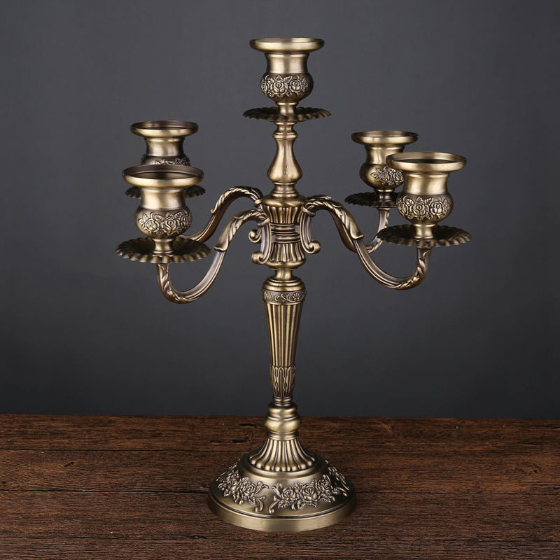 New Bronze Candelabra Metal 5-arms/3 arms Candle Holders Wedding Decoration Candlesticks Event Candle Stand Table Centerpiece