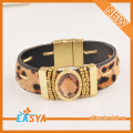 Fashion Hot Sale Wristwear Leopard Print Gold Plated Watch Shaped Wide Bracelets