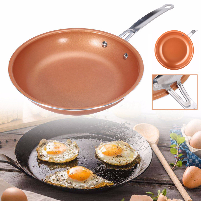 Non-stick Skillet Copper Frying Pan With Ceramic Coating Easy Clean Durable Nonstick Skillet Cooking Tool Cuisine Wok Cookware