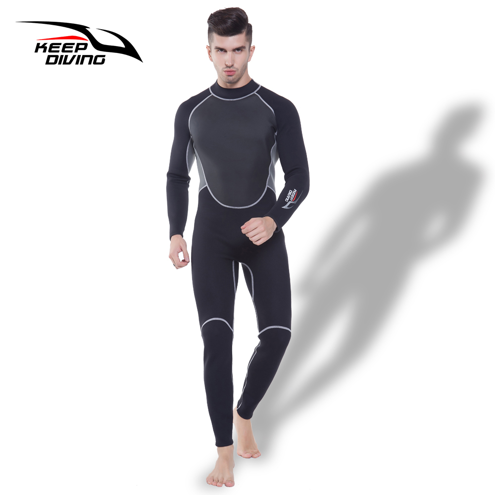 KEEP DIVING Professional Neoprene 3MM Wetsuit One-Piece Full body For Men Scuba Dive Surfing Snorkeling Spearfishing Plus Size