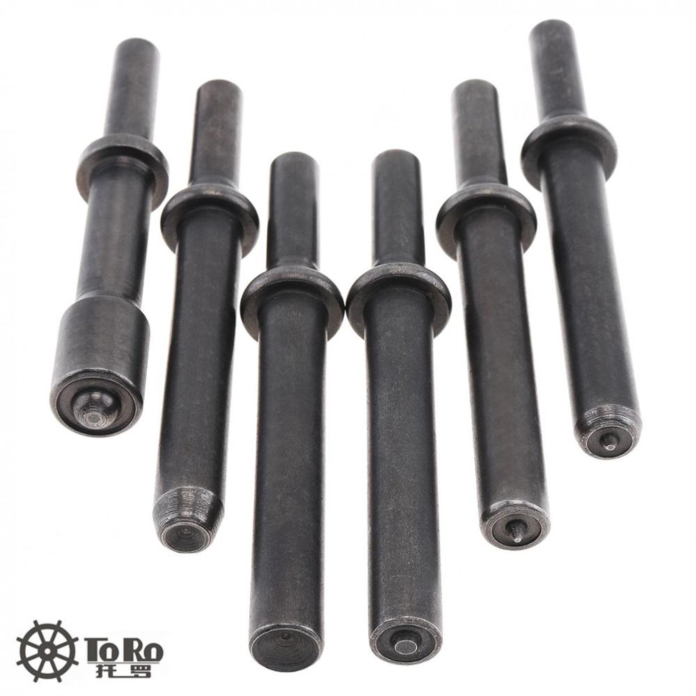 6pcs/set Pneumatic Tool Accessories Hard 45# Steel Solid Air Rivet Impact Head Support Pneumatic Tool for Drilling Removal