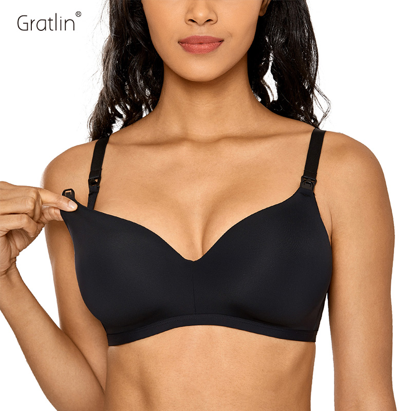 Gratlin Women's Wire Free Lightly Lined Soft Maternity Nursing Bra for Breastfeeding