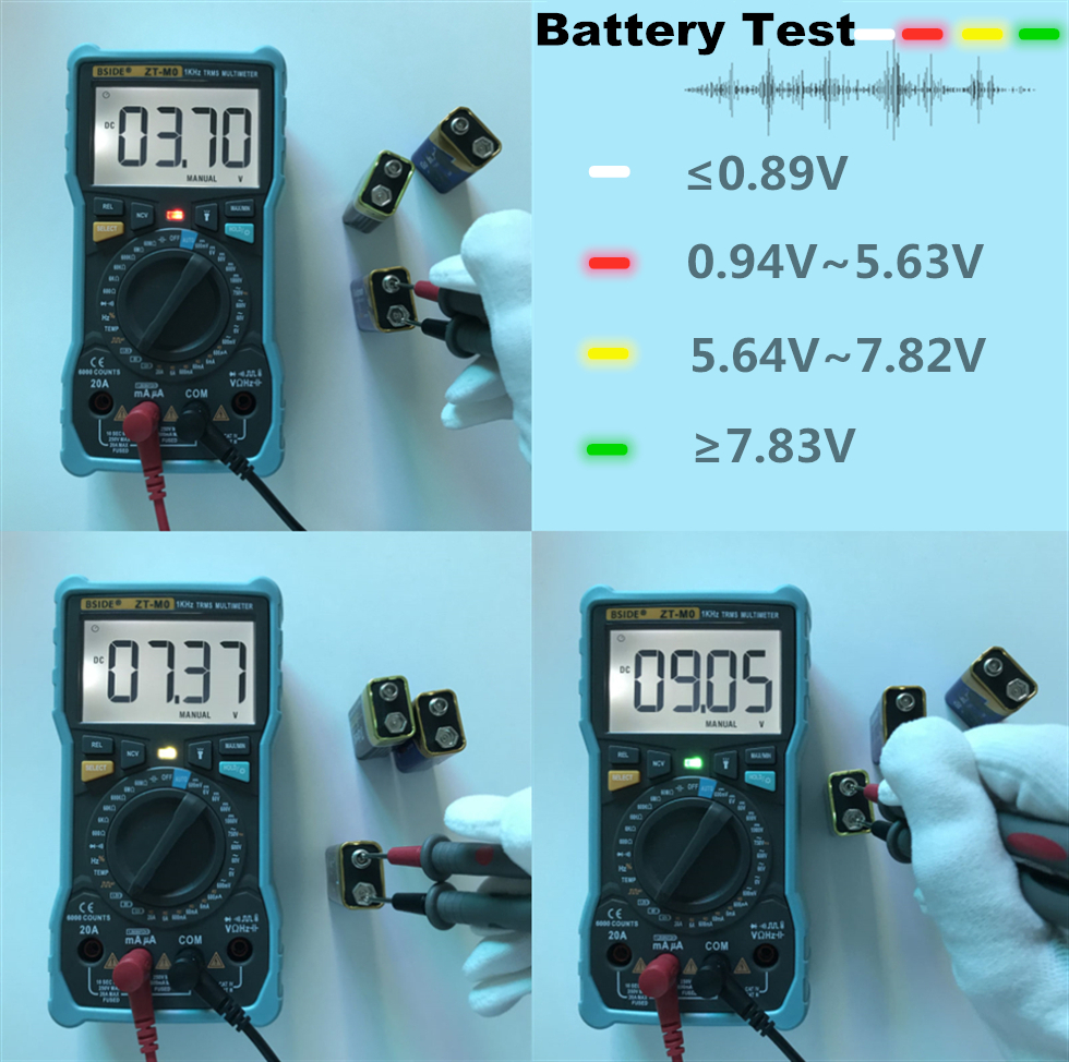 BSIDE ZT-M0 Smart Manual Digital Multimeter LCD Display 6000Counts Voltage Square Wave Output Capacitance Battery Tester DMM