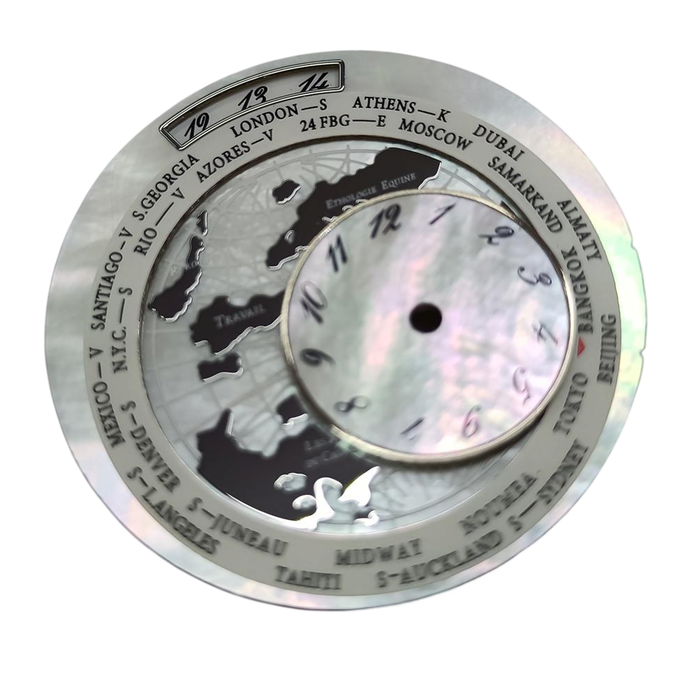 Custom eccentric MOP watch dial