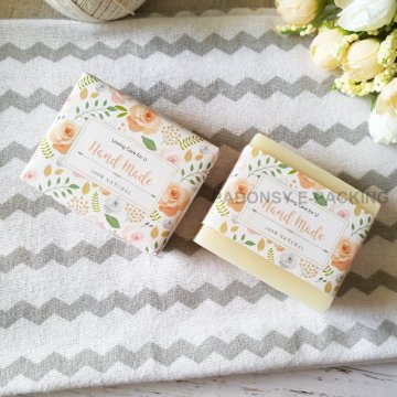 Orange Cream Rose Printed Soap Wrapping Paper Packaging for Handmade Soap Pure Cold-process Soap Waist Sealing Strip
