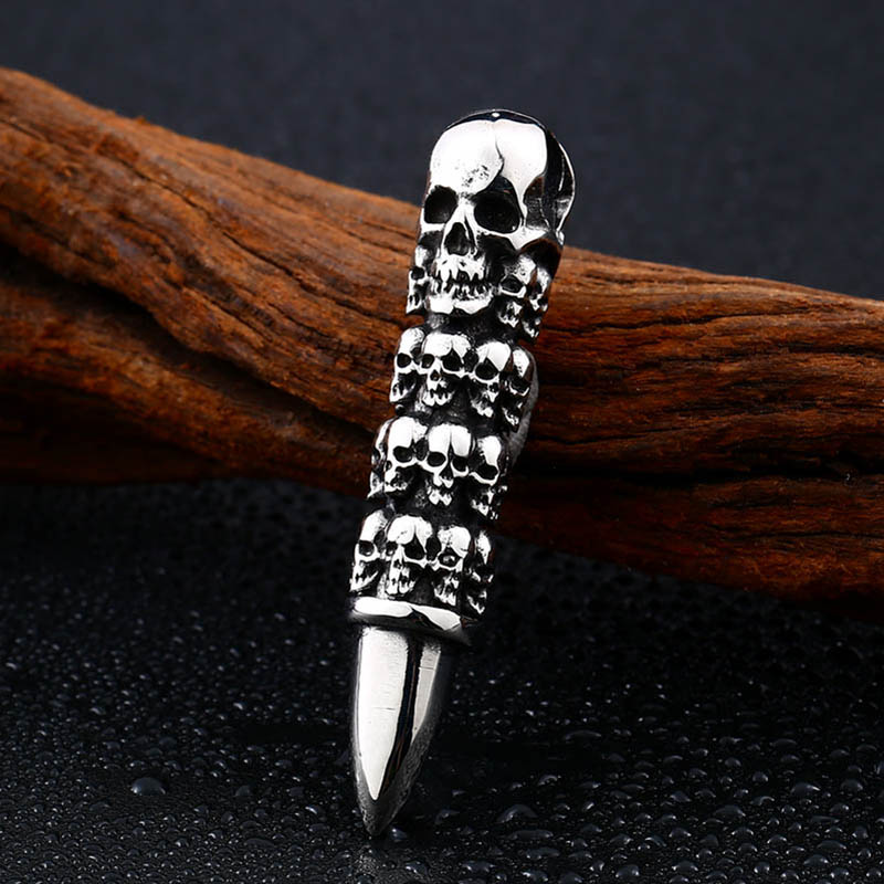 Steel soldier designer 2018 Bullet skull creative memorial Necklace necklace punk rock biker Stainless Steel jewelry