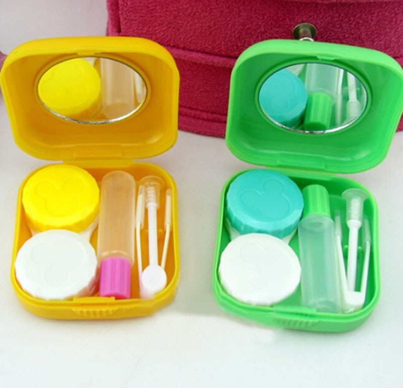 1 Set Mini Contact Lens Case Travel Kit with Easy Carry Mirror tweezers Container Holder eyewear Pocket