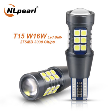 NLpearl 2x Signal Lamp W16W LED T15 921 912 Bulb Super Bright 3030 27SMD T15 Led Canbus Auto Backup Reserve Lights Tail Lamp 12V