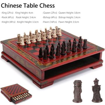 32Pcs/Set Wooden Table Chess Chinese Chess Games Resin Chessman Christmas Birthday Premium Gifts Entertainment Board Game