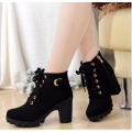 New spring Winter Women Pumps Boots High Quality Lace-up European Ladies shoes PU high heels Boots Fast delivery erf5