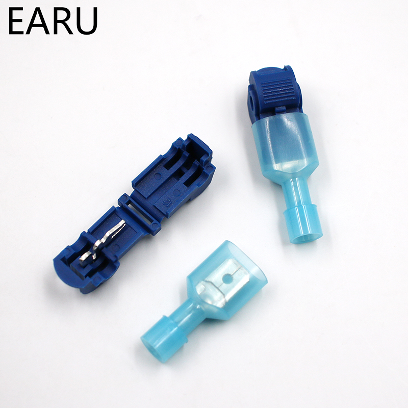 10pcs/lot L1 Blue T Type Quick Splice Crimp Electrical Car Audio Terminal Wire Convenient Connector For 1.2-2.5mm Line