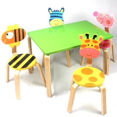 Children Furniture Sets 1 desk+4 chairs sets solid wood kids Furniture kids study table set mesa y silla infantil size70*48*74cm