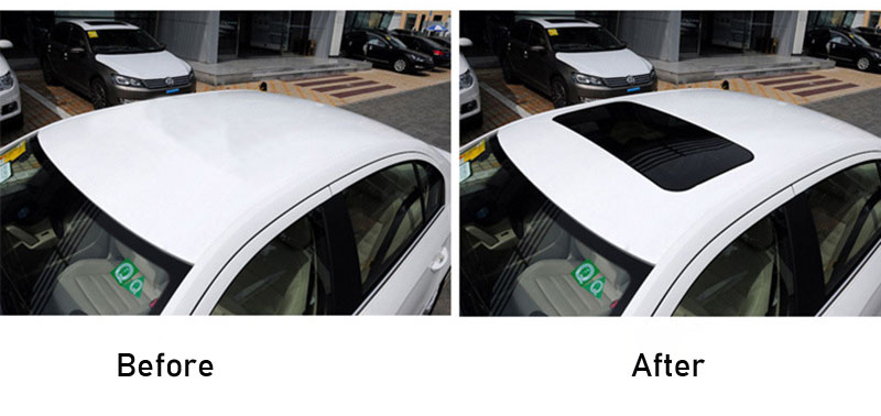 CHIZIYO 79X38cm Fake Sunroof Black Car Sticker Car Roof Sticker Simulation Sunroof Film Edge Strip Optional