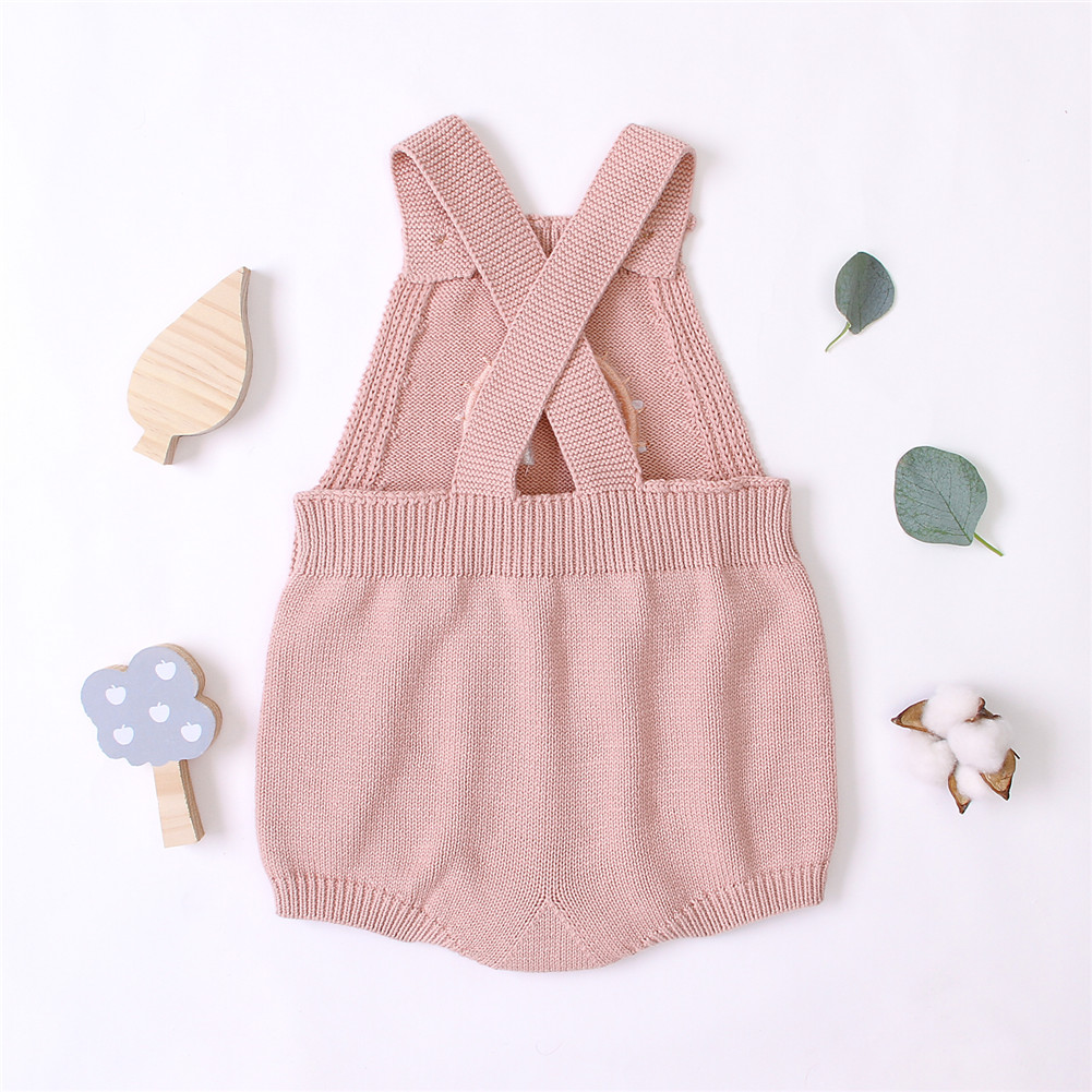 2020 Baby Summer Clothing Infant Baby Girls Sleeveless Jumpsuit Knitted Playsuits Embroidered Rainbow Pattern Basic Bodysuit