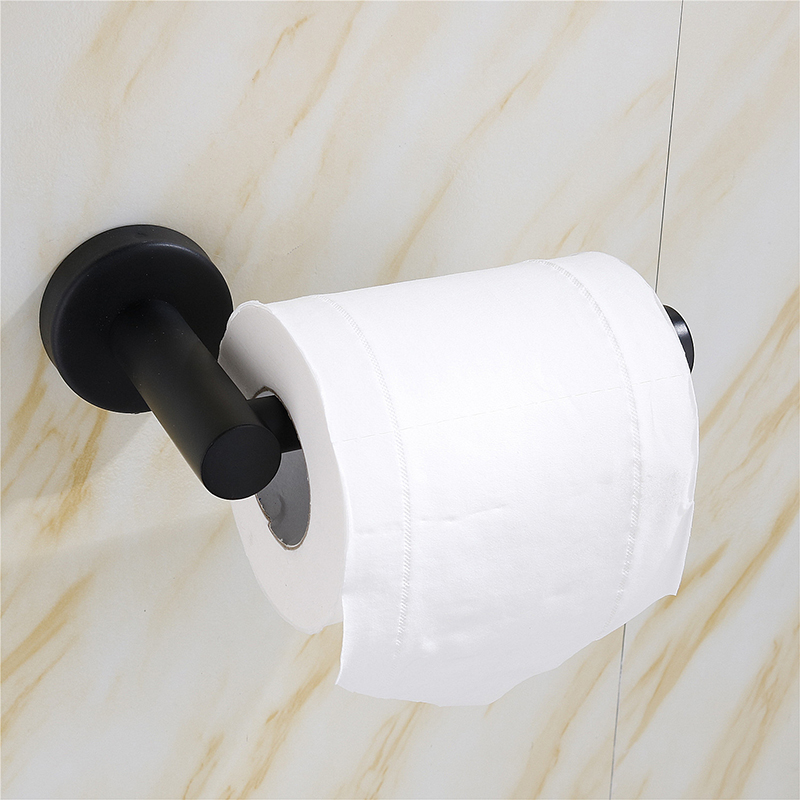 Black Toilet Paper Holder 304 Stainless Steel Wall Mounted Nail/ Adhesive Bathroom Lavalory WC Roll Holders Tissues Hanging Rack