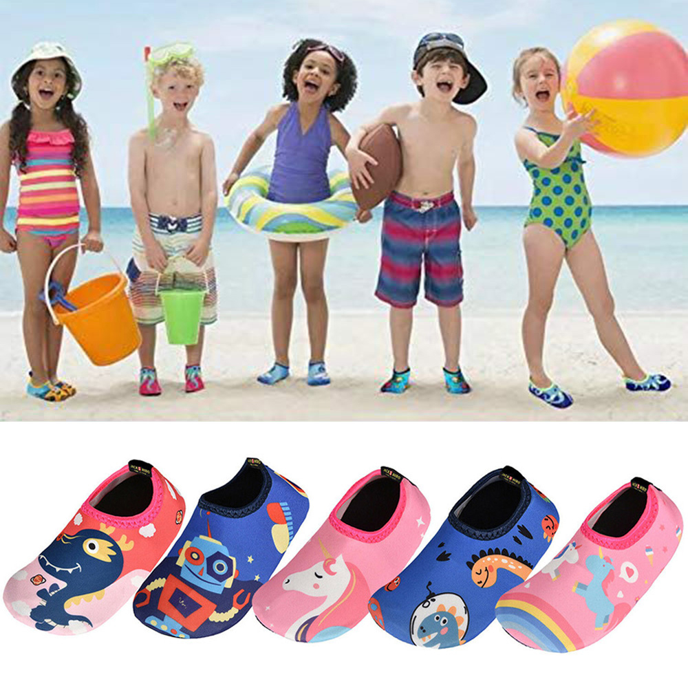 Diving Wading Shoes Cartoon Swimming Shoes Kids Aqua Water Shoes Kids Beach Swim Non-Slip Shoes Kids Quick Dry Footwear D30