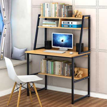 uk Computer Desk +3 Shelves Study Home Office Kids Study Laptop Table MDF Chipboard & steel Wood & Metal desk & Bookcase shelf