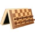 Magnetic Wooden Folding Chess Set with Felted Game Board Interior for Storage Adult Kids Beginner Large Chess Board 39cm*39cm