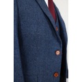 Wool Blue Herringbone Retro gentleman style custom made Men's suits tailor suit Blazer suits for men 3 piece (Jacket+Pants+Vest)