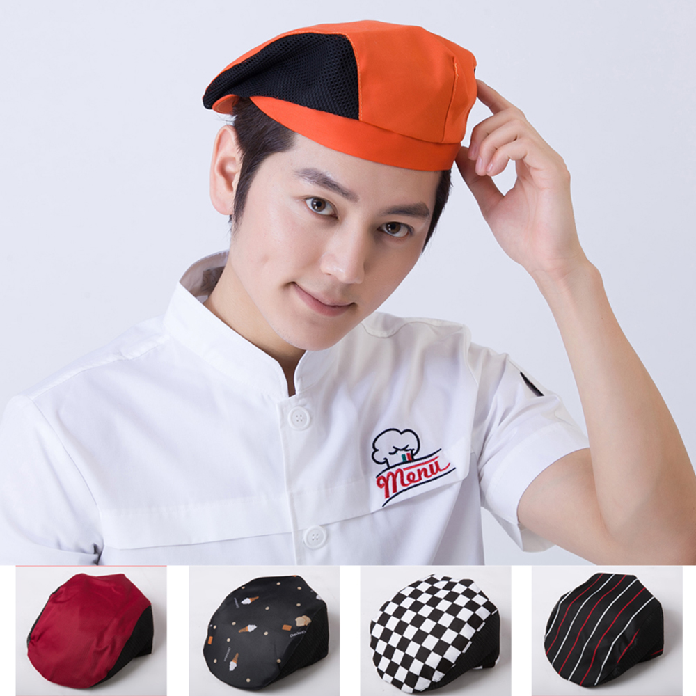 New Chef Uniforms Mesh Cafe Bar Waiter Beret Restaurant Kitchen Workwear Chef Hats Baking Caps Men Women Breathable Forward Caps