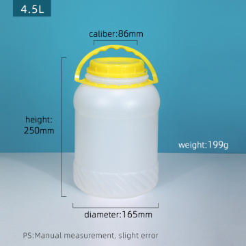 4.5L Empty Liquid container Food Grade plastic bucket with handle for cereals wine pickle leakproof storage barrel