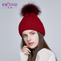 ENJOYFUR Autumn Winter Hats For Women Real Fox/Raccoon Fur Pompom Caps Fashion Female Beanies