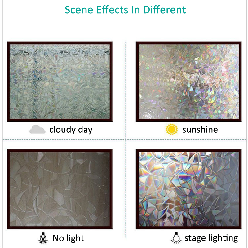 Window Film Rainbow Effect Privacy Static Glass Sticker Adhesive Heat Transfer Vinyl Film On Removable Windows Bathroom