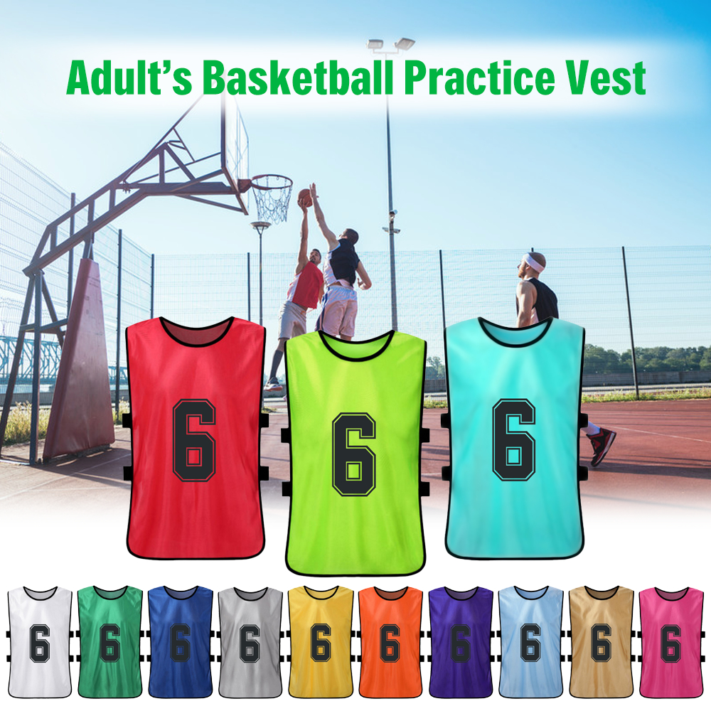 6 PCS Adults Basketball Pinnies Men Basketball Jerseys Sports Training Basketball Breathable Women Football Team Practice Vest