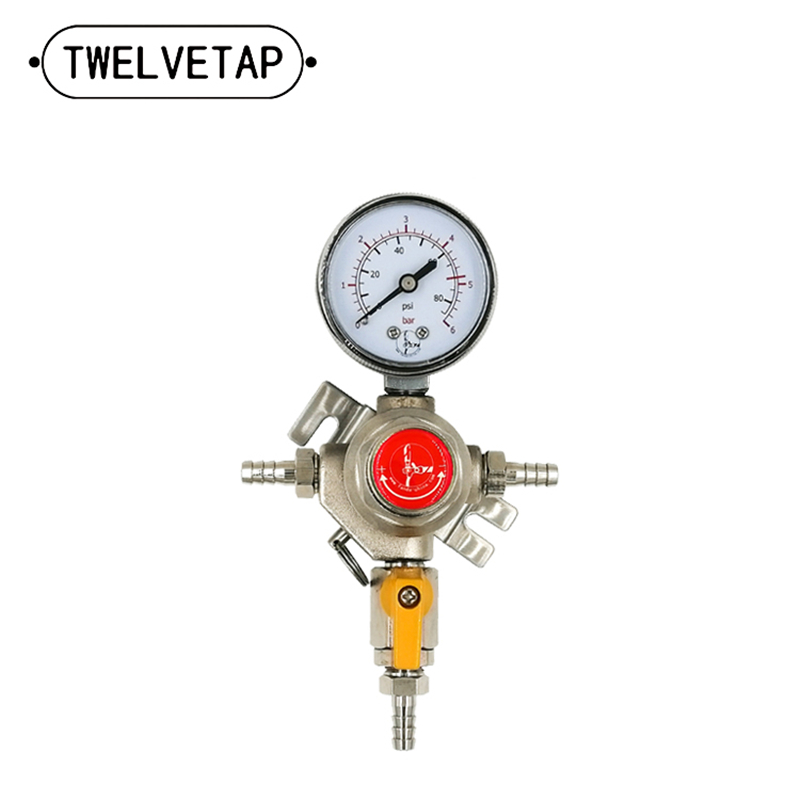 TWELVETAP CO2 Regulator With Gas Connector Metal for Home Brewed Beer Professional Bar Beer Accessories Double Joint 2 Type