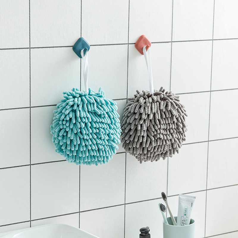 Hand Towel Kitchen Towels Bathroom Soft Plush Chenille Hanging Towel Quick-Drying Towel For Dry Hands Ball Towels For Hand