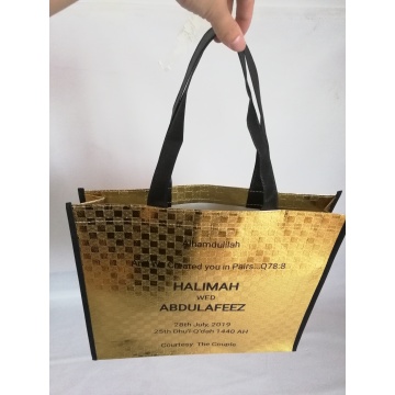 Wholesale 5000pcs/lot 30Hx40x10cm gold laser promotional non woven shopping bag/custom printed logo tote reusable shopping bags