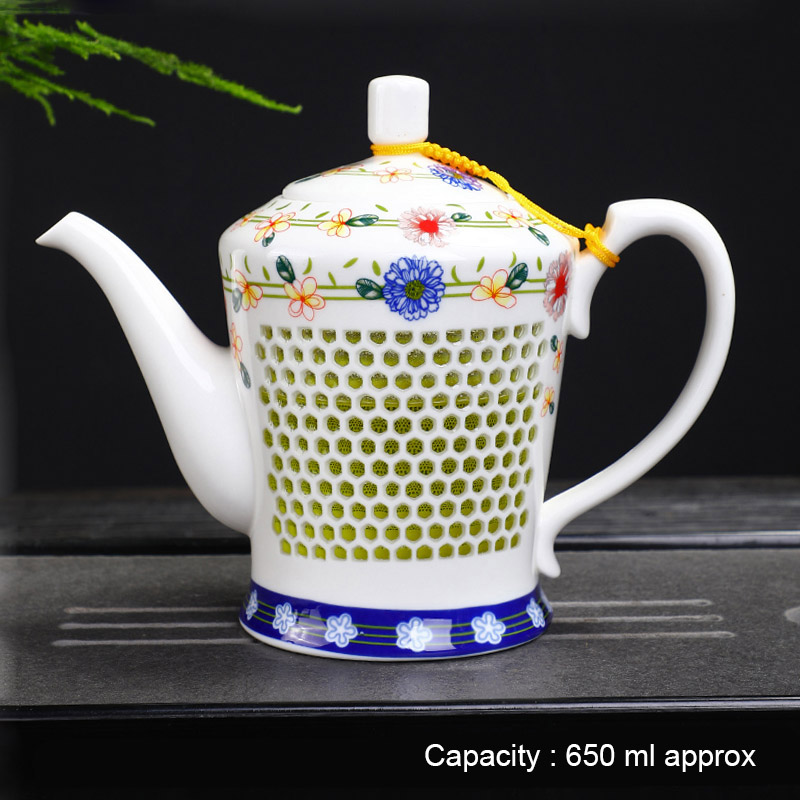 YeFine Chinese Kung Fu Tea Set Porcelain Hollow Out Creative Design Ceramic Teapot With 6 Tea Cups Travel Drinkware Luxury Gift