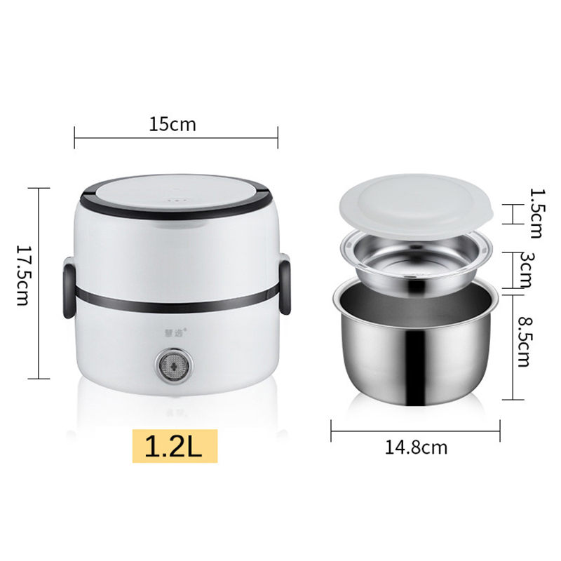 Baispo Mini Electric Thermal Heating Lunch Box Rice Cooker Stainless Steel Bento Box Multifunction automatic Food Container