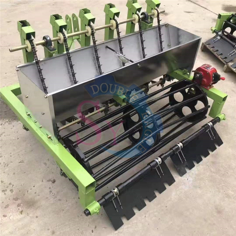 Agricultural automatic four wheel tractor drive garlic seeder sowing machine/6 lines dry garlic seed drill planter machine
