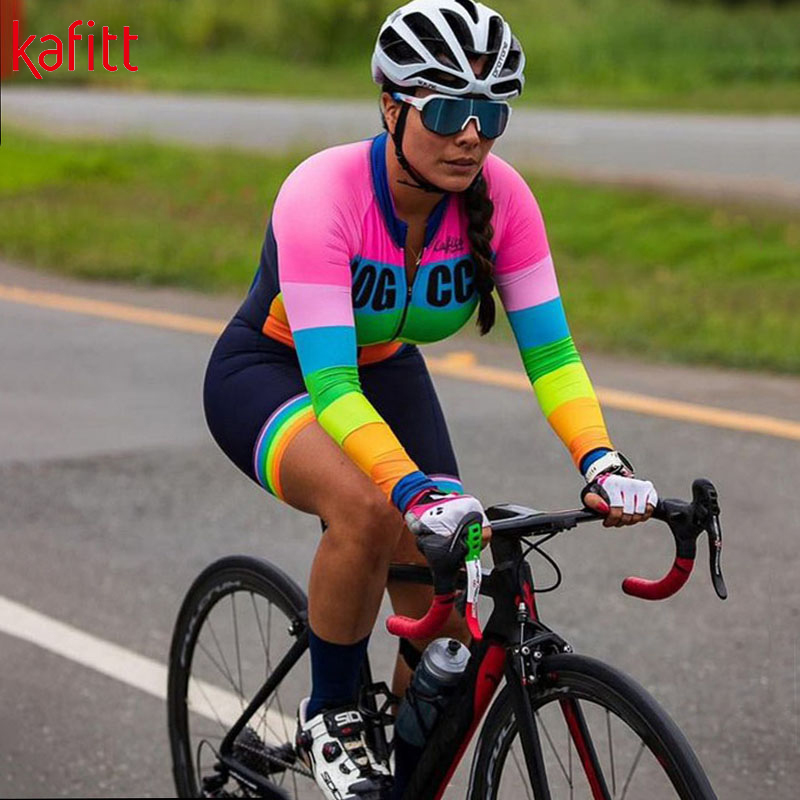 Kafitt Pro Women's Long Sleeve Cycling Jersey Style Breathable Triathlon Bike Tights macaquinho ciclismo feminino