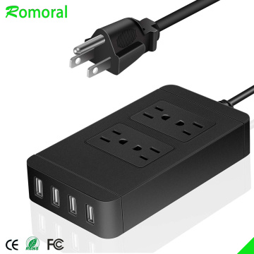 US Plug Power Strip Wall Multiple Socket Portable 4 USB Port for Mobile Phones, UL 60950-1 Cable for Smartphones Tablets