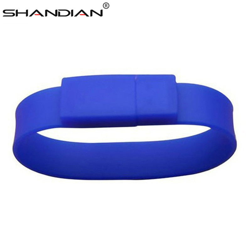 SHANDIAN 100% real capacity Silicone Bracelet Wrist Band 4GB 16GB 32G 64GB USB Flash Drive Pen Drive Stick U Disk Pendrives gift