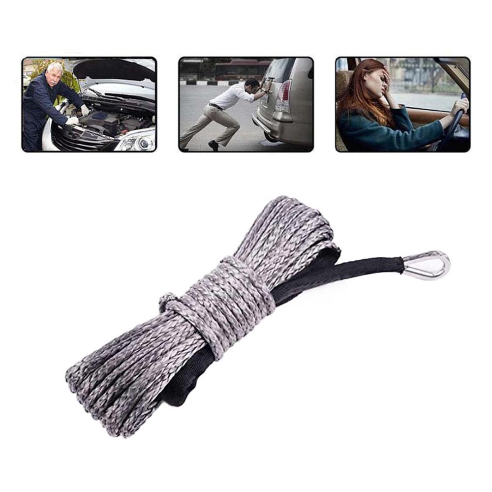 New 7700lbs Electric Winch Rope Nylon Rope High Strength Fiber Rope 6mmx15m Car Tow Rope Tow Strap