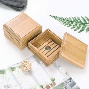 Wooden Soap Dishes Bamboo Soap Tray Holder Soap Rack Plate Box Container Portable for Home Bathroom HYD88